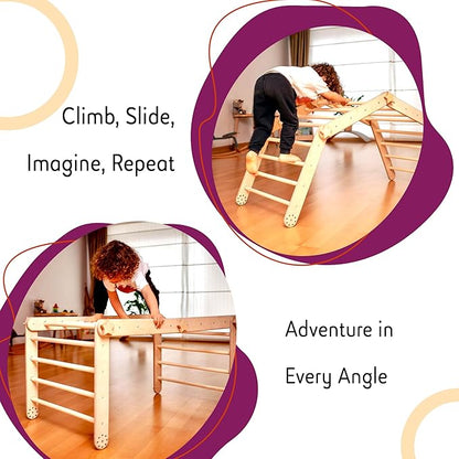 Montessori Activity Cube | Foldable Montessori Climbing Cube | Indoor 9 in 1 Transformable Activity Cube for Toddlers & Kids | Indoor Climbing Activity Wooden Playground (Activity Cube)