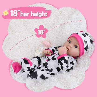 Aori Reborn Baby Girl Doll Realistic - 18" Premium Weighted Lifelike Newborn Dolls with Poseable Limbs and Cloth Body, Nice Gift for Kids 3+, Elderly and Collectors