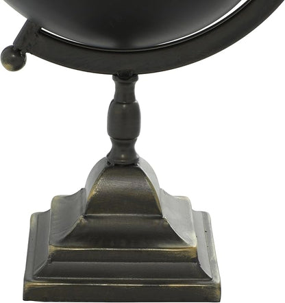 Deco 79 Industrial Metal Round Globe, 11" x 10" x 18", Black