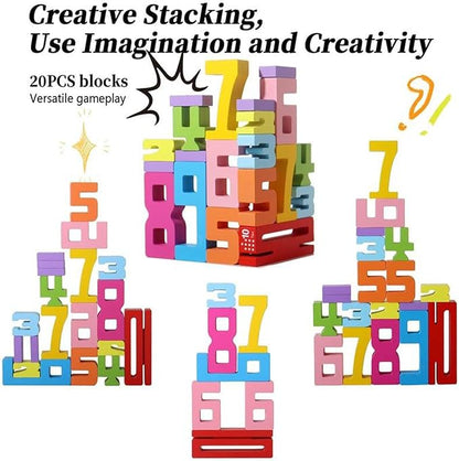 Tally Tots Number Blocks, Tallytots Numbers, Montessori Wooden Number Building Blocks, Friends of 10 Blocks, Stacking Sensory Number Block, Preschool Math Learning Educational Toys (2pcs)