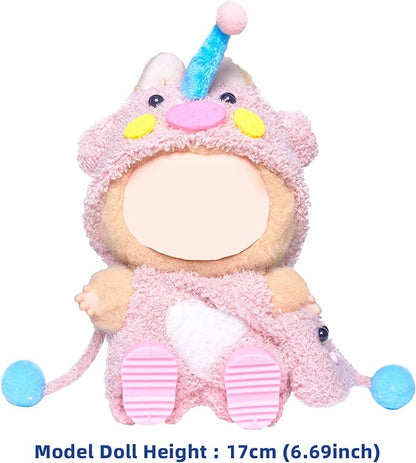 17cm Doll Clothes Set,4-Piece Adorable Outfits for Dolls-Stylish Accessaries Clothes Dress-Up Includes—Pig Hat+Pink Overalls+ Cute Bag+Shoes (Style J)