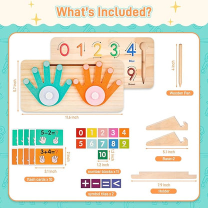 LovesTown Preschool Learning Toys for Toddler, Educational Math Manipulatives Montessori Toys Number Counting Blocks for Kids Birthday Gifts