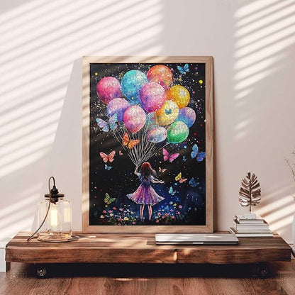 Tucocoo Little Girl Colorful Balloon Jigsaw Puzzle 1000 Piece, Butterfly Banksy Art Puzzles for Adults DIY Crafts Puzzle for Home Decor Gifts, 1000 Pieces Puzzles Family Challenging for Game Nights