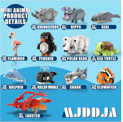 Party Favors for Kids 8-12, 1635PCS-12 Kinds of Animals Building Block Toy, Easter Gifts Goodie Bags Stocking Stuffer Classroom Prizes Building Set, Birthday Gift for Boys Girls Ages 8 9 10 11+