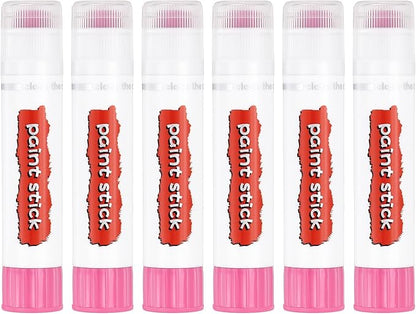 PATIKIL Tempera Paint Sticks, 6 Pcs Solid Tempera Paints Sticks Washable Bulk Markers Pen Quick Drying for Artists Beginners Art Supplies, Light Pink