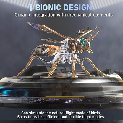 3D Puzzles for Adults, Bumblebee Metal Assembly Jigsaw Game with Steel Mechanical Engineering, Advanced DIY Crafts for Relief & Collection(Rose-Gold)