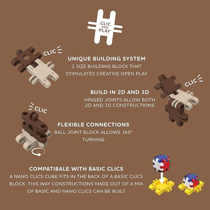 Nano Clics Wildlife 250, Construction Toys for Children Ages 8 and up, Creative Educational Toys in a 250 Piece Set, Building Blocks for Girls and Boys, Durable Toys