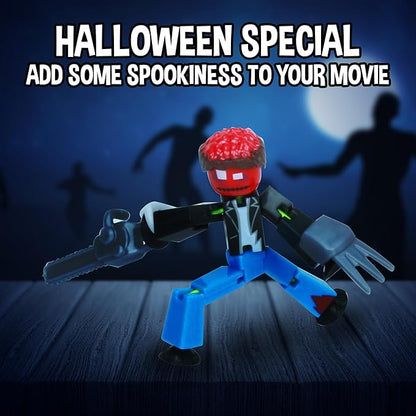 Zing StikBot Zombie Hunters Pack, Set of 4 Printed StikBots Collectable Figures, Includes 4 StikBots and Accessories, Stop Motion Toy for Kids Ages 4 and Up