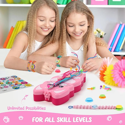 Bracelet Making Kit for Girls - Arts and Crafts for Kids Ages 8-12 - Friendship Bracelet String Maker Set Toys - Best Christmas Birthday Gifts - Charming Animal Shaped Weaving Loom (Large)