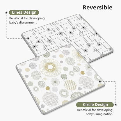 Foldable Baby Play Mat, PIGLOG 50X50 Playpen Mat for Babies and Toddlers Kids, Portable Baby Floor Playmat for Tummy Time, Reversible Playmats, Safe Waterproof Foam Playmat for Infant, Round