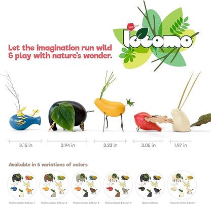 Taksa Toys Wooden Animal Figures Locomo Family III for Nature-Loving Kids, Trigger Boys Girls Creativity, Sensory Outdoor Toys for Ages 3 4 5 6 7+ Year Old, Waldorf Montessori Toy (Set of 5)