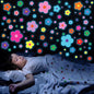 Glow in The Dark Y2k Cute Flowers Wall Decals，Glowing Luminous Colorful Floral Wall Stickers Removable self-Adhesive Flower Decals for Girls Bedroom Kids Baby Nursery Living Room Decor (Bright Color)