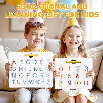 GAMENOTE Double Sided Magnetic Letter & Number Board Set - Alphabet & Numbers Tracing Board for Toddlers, ABC Uppercase & Lowercase Practicing, Math Learning, Educational Toys for Kids