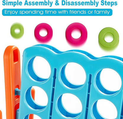 Costzon Giant 4-in-A-Row, Jumbo 4-to-Score Giant Game Set for Kids & Adults, Indoor Outdoor Yard Connect Game, 3.5FT Tall with 42 Jumbo Rings & Quick-Release Slider, Perfect for Family & Party Games