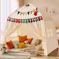 Kids Play Tent with Padded Mat Lights - Large Teepee 59x39x59in with Christmas Decor Kit Storage Bag Flag- Private Space for Reading - Birthday Gift for Boys Girls Ages 3-12