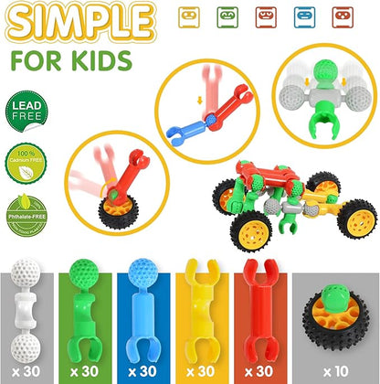 ZOZOPLAY 160 Pcs Connector Blocks Set, STEM Plastic Connector Toys for Kids 3+, Educational Colorful Building Blocks, Engineering Creative Game, Best Preschool Learning Gift for Boys & Girls