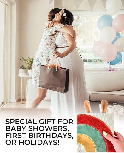 Cute Soft Baby Book with Mirror, Activities, Touch and Feel & Crinkle Pages - Interactive Sensory Cloth Toy for Babies 0-6, 6-12 & 12-18 Months - Adorable Animal Themes for Early Development