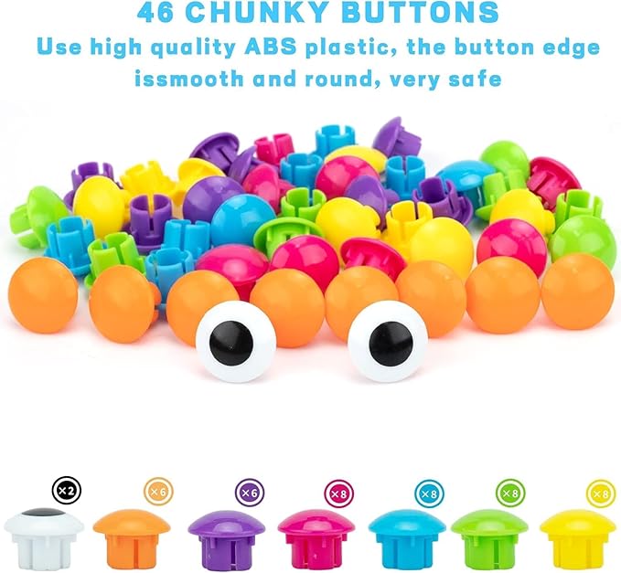 Button Art Toys for Toddlers, Crafts for Age 3-5, Early Educational Toys, Color Matching Mosaic Pegboard, Fine Motor Skills Game, Preschool Learning Activity Gifts for Boys & Girls 3+