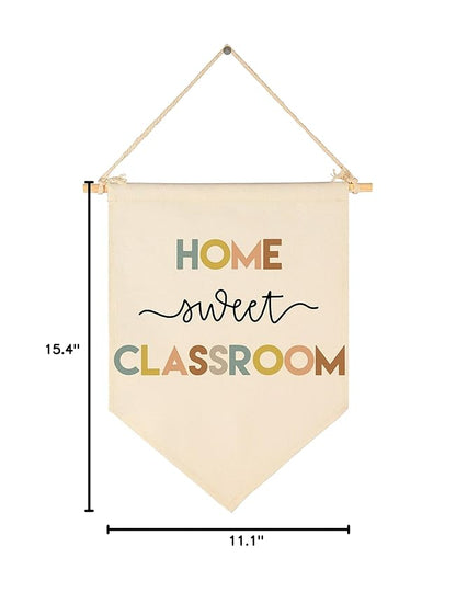 Home Sweet Classroom-Classroom Decor-Teacher Appreciation Gift-Teacher's Day Gift-Door Sign-Canvas Hanging Pennant Flag Banner Wall Poster Decor Present