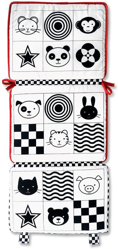 Genius Baby Toys Tummy Time Mirror for Babies 0-6 Months - Double-Sided with High Contrast Images - Baby Floor Mirror Can Be Used in Crib - No Hard Edges - Black White and Red