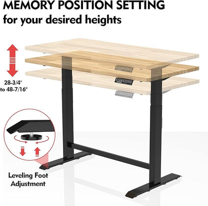 WORKPRO Dual Motor 48" Electric Height Adjustable Workbench, 500 LBS Load Capacity 48"x24" Wooden Top and Memory Keypad, Work Table for Workshop, Garage, 28-3/4" to 48-7/16 Lift Range