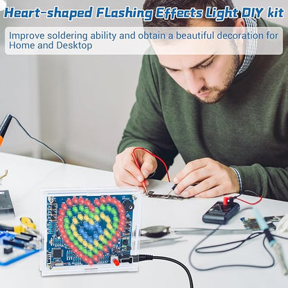 Soldering Practice Kit, Heart-Shaped LED Light DIY Soldering Project Kit with 20 Flashing Effects, DIY Electronics Kit for Home School Training Learning, Perfect Presents for Lovers/Family