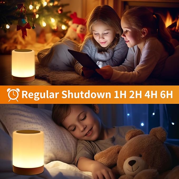 OORUN Touch Bedside Table Lamp,13 RGB Colors & 5 Brightness, USB Rechargeable Desk Lamp, Remote Control Dimmable Light with RGB Color Changing,Portable Lamp for Baby (Gold)