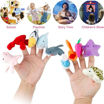 Sealive 20-PCS Finger Puppets for Toddlers Story Time - Soft Velvet Forest & Marine Animals - Perfect for Role Playing, Classroom Learning, Party Favors, Travel, Therapy, Imagination Building