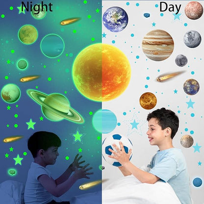 Solar System Wall Decals Glow in The Dark Stars, 965 PCS Stars and Planets Wall Stickers, Baby Nursery Glow Meteorite for Ceiling, Birthday Christmas Gift for Boys and Girls（Green）