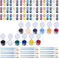 15 Set 12 Colors Washable Acrylic Paint Strips Kit for Kids with 30 Pcs Painting Brushes Totally 210 Pcs Mini Acrylic Paint Set for Kid Adult Arts and Crafts, Classroom Painting Supplies (210)
