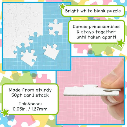 Hygloss 24 Blank Heart Puzzles – 8.5 x 9.5 Inches with Surrounding Frame – Ideal for Valentine’s Day Crafts – Write, Draw, and Decorate – 34 Pieces Each