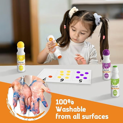 Ultimate Stationery Dot Markers for Toddlers and Kids - 12 Colors Washable Bingo Daubers, Dot Art, Toddler Art and Crafts - Includes Free Activity Book