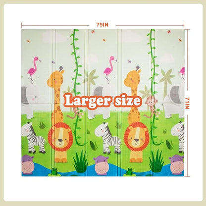 UANLAUO Foldable Baby Play Mat, Extra Large Waterproof Activity Playmats for Babies,Toddlers, Infants, Play & Tummy Time, Foam Baby Mat for Floor with Travel Bag