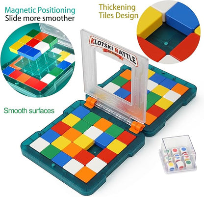 Race Game, Fast-Paced Brain Teaser Travel Board Games for Kids and Adults, Shape Matching Head to Head Super Slide Puzzle Game for Two Player, Magic Block for Family Game Night, Ages 6+