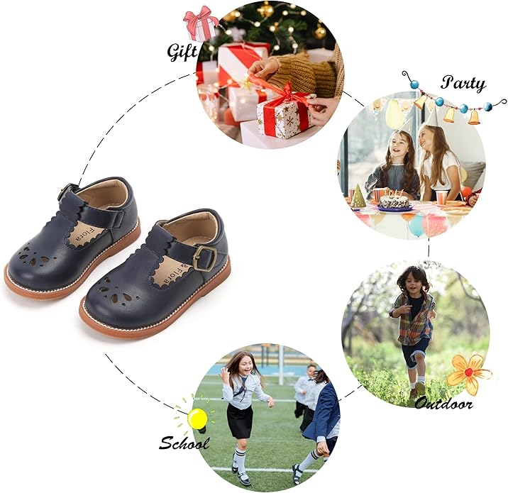 Felix & Flora Toddler Little Girl Mary Jane Dress Shoes - Ballet Flats for Girl Party School Shoes