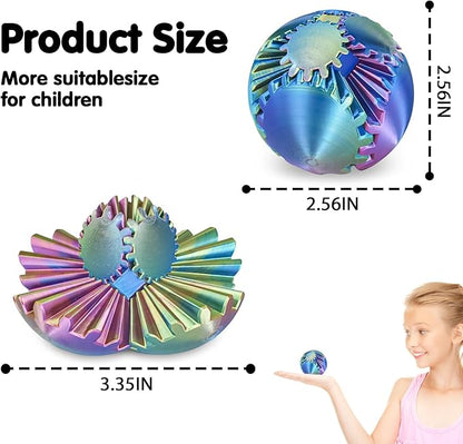 Gear Ball 3D Printed Cube Fidget Toy,Gear Sphere Fidget Toys,Sensory Toys for Stress and Anxiety Relief, Desk Toy Fidget Spinners,Stocking Stuffers for Adults & Kids Gift (Blue Green Purple, 2.3 Inch)