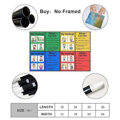 XIANF Self-Regulation, Zones of Self Regulation Calming Corner Poster EIdentifying Emotions, Autism ADHD Coping Strategies Canvas Poster for Elementary Middle School Classroom Unframe:24x36inch(60x90cm)