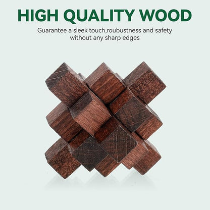24 Pcs Brain Teaser Puzzles for Adults - Metal Puzzles 3D Puzzle Game Toys for Adults Teens - Wooden Unlock Interlocking Puzzle Adult IQ Education Smart Toys