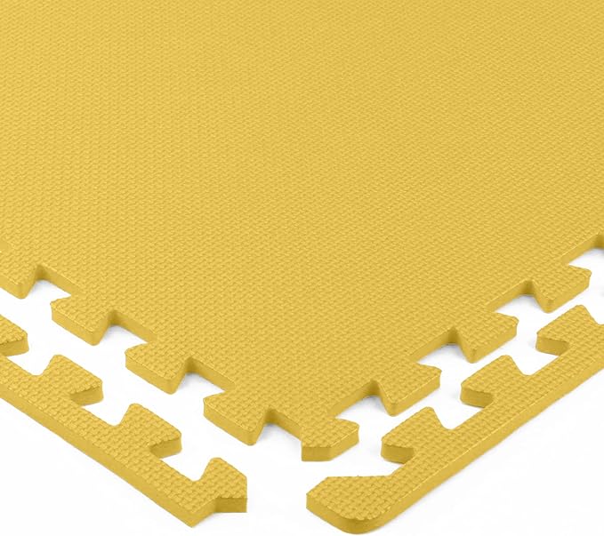 FlooringInc's 1/2" Soft Non-Toxic Baby Play Mat, Toddler Playmat, Colorful Puzzle PlayMat, Floor Mats for Kids & Babies, EVA Foam Interlocking Tiles for Nursery & Playroom | Yellow, 78 Tiles, 312 SqFt