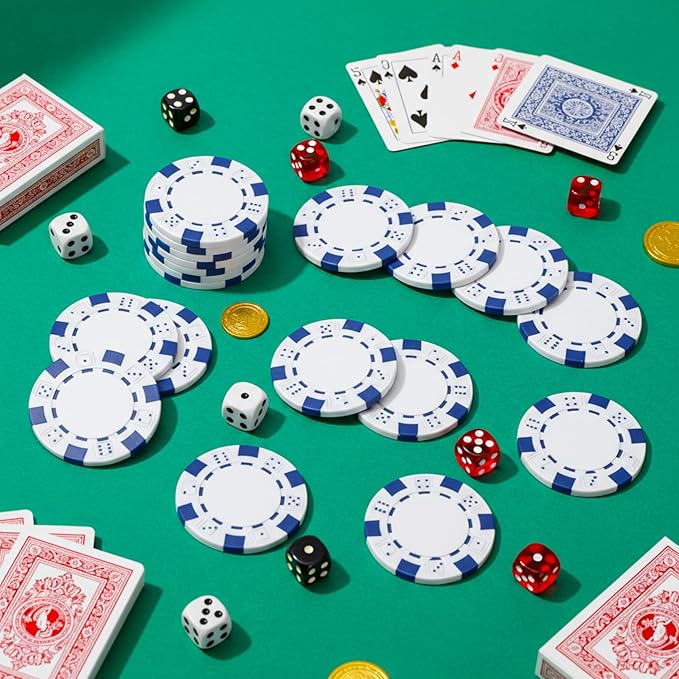 100 Pcs 11.5 Gram Poker Chips ABS Monte Carlo, 40 mm Bingo Chips Tokens Markers Blank Counting Bulk for Blackjack, and Card Night Poker Games