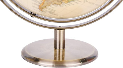 ANNOVA 8" / 20cm World Globe Antique Globe Metal Arc and Base Bronzed Color - All Direction 360° Rotating - Educational/Geographic/Modern Desktop Decoration - for School, Home, and Office (720°)