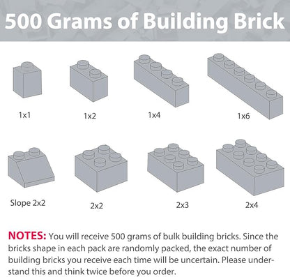 Bulk Light Grey Building Bricks, Classic Building Blocks Compatible with All Major Brands