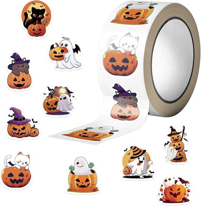 500PCS Halloween Pumpkin Theme Stickers, Vinyl Waterproof Holiday Stickers,Halloween Goodie Bag Stuffers, Teens Party Favors Gifts Party Supplies Decorations