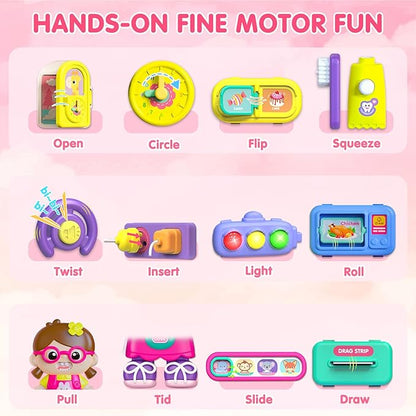 Baby Montessori Busy Board for 1-2 Year Old Boy Girl Gift,Musical Toddler Toys for 1+ Year Old,Early Educational Montessori Toy for Toddlers 1-3,Birthday Gifts for 1+Year Old Girl