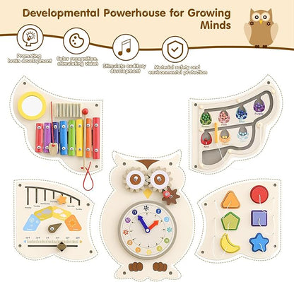Sensory Wall Panel for Kids - Owl Wall Toys for Toddlers 1-3, Montessori Activity Wall Busy Board Toys, Activity Board for Kids, Activity Center & Sensory Room