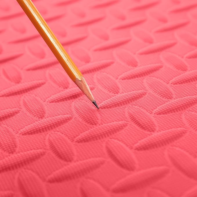 IncStores 1/2 Inch Thick Diamond Soft Foam Flooring Tiles | High-Density Interlocking Foam Tiles for Rugged Style in Your Home Gym, Playroom, and More | Red, 9 Tiles