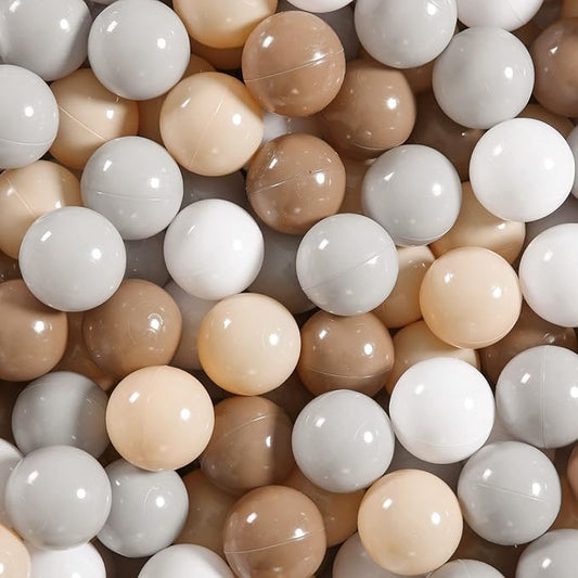GOGOSO Balls for Ball Pit - Plastic Ball for Toddlers 1-3, Baby Kids Ball Pool Decoration 50 100 200 300 500 1000 (Grey+Coffee+ Beige+White, 1000 Balls)