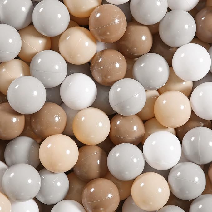 GOGOSO Balls for Ball Pit - Plastic Ball for Toddlers 1-3, Baby Kids Ball Pool Decoration 50 100 200 300 500 1000 (Grey+Coffee+ Beige+White, 50 Balls)