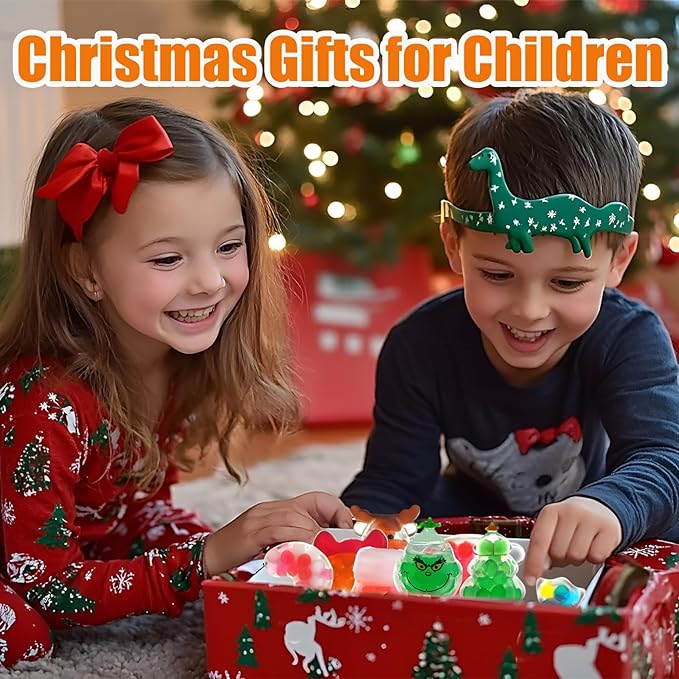 Christmas Squishy Stress Balls Fidget Toys – Sensory Stress Relief Squishy Fidget Toys ,Party Favors for Kids 4-8 8-12, Christmas Stocking Stuffers, Classroom Rewards, and Gift Bag Fillers (28PCS)