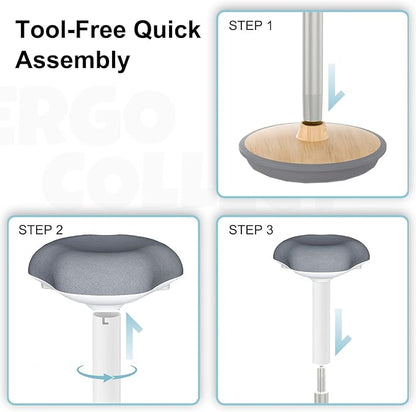 Wobble Stool - Adjustable Height Standing Desk Chair | Sit Stand Stool with 360-Degree Non-Slip Swivel Base|for Home,Office and Classroom(Light Wood)